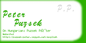 peter puzsek business card